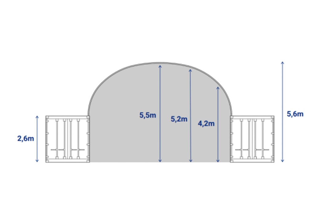 Shipping Container Storage Arch Arch shelter between shipping containers 40' - HZK812, white, pvc - HZ ...